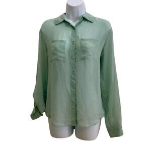 Decree Button Down Sheer Blouse